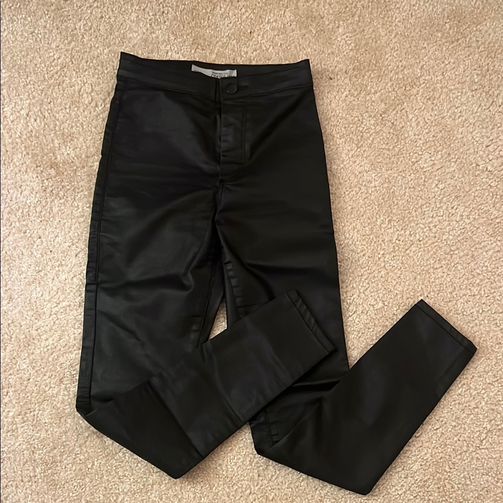 Topshop Petit Black Vegan Leather Trousers